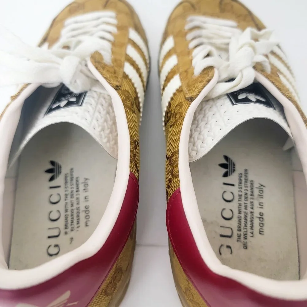 Gucci Adidas Gazelle GG Monogram Print Sneakers US 9.5/ UK 9